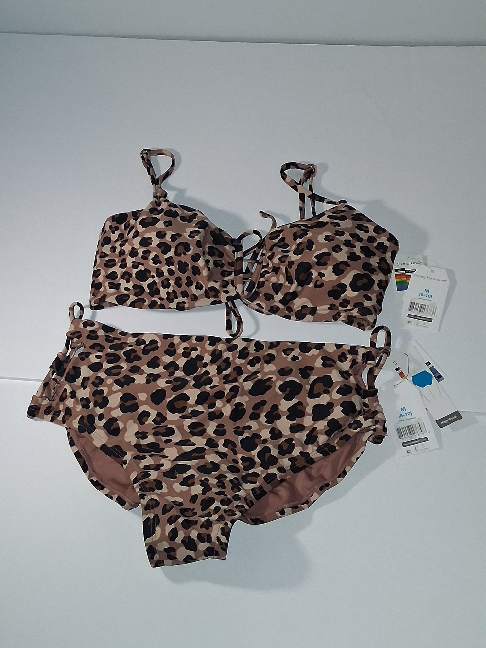 NWT Time and Tru Leopard Print Bikini Set - Brown & Black Size M